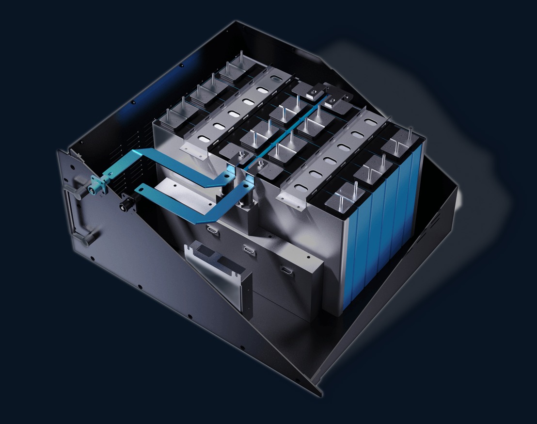 Haidi battery module assembly, interior view